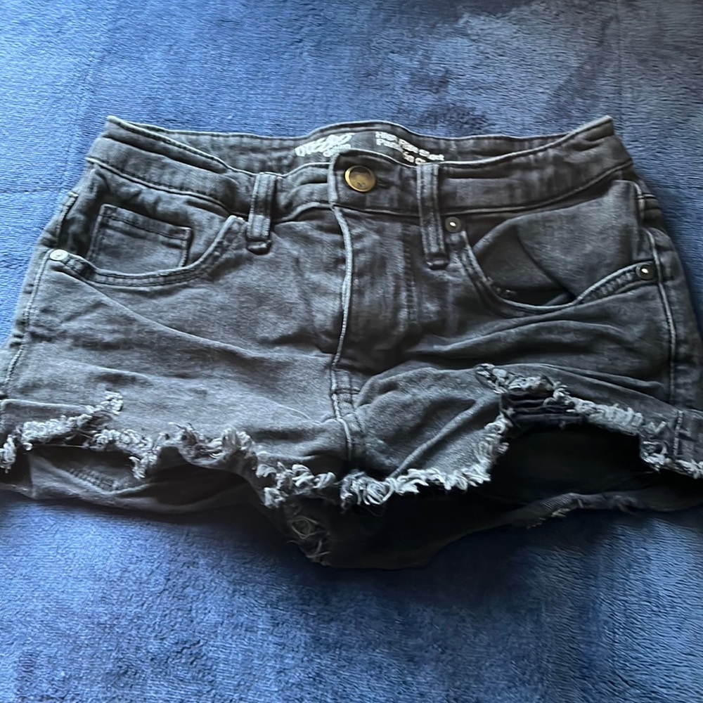 Black denim shorts